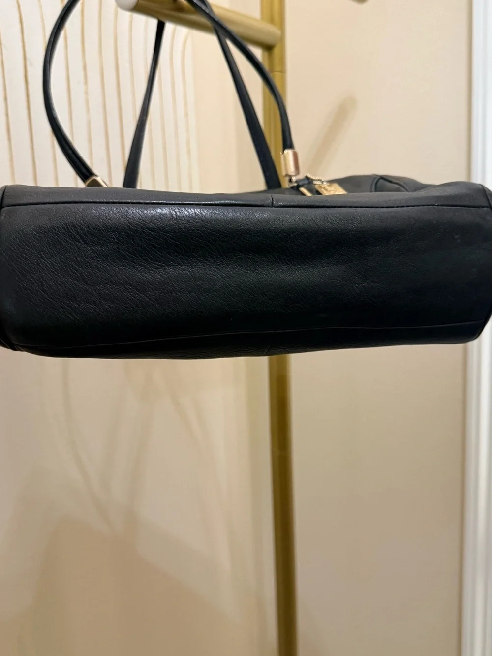Coach Black Leather Shoulder Bag with Gold Hardware